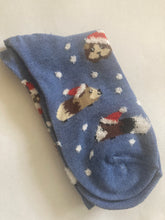 Load image into Gallery viewer, Holiday Socks - Cats with Santa Hats - Crew Socks
